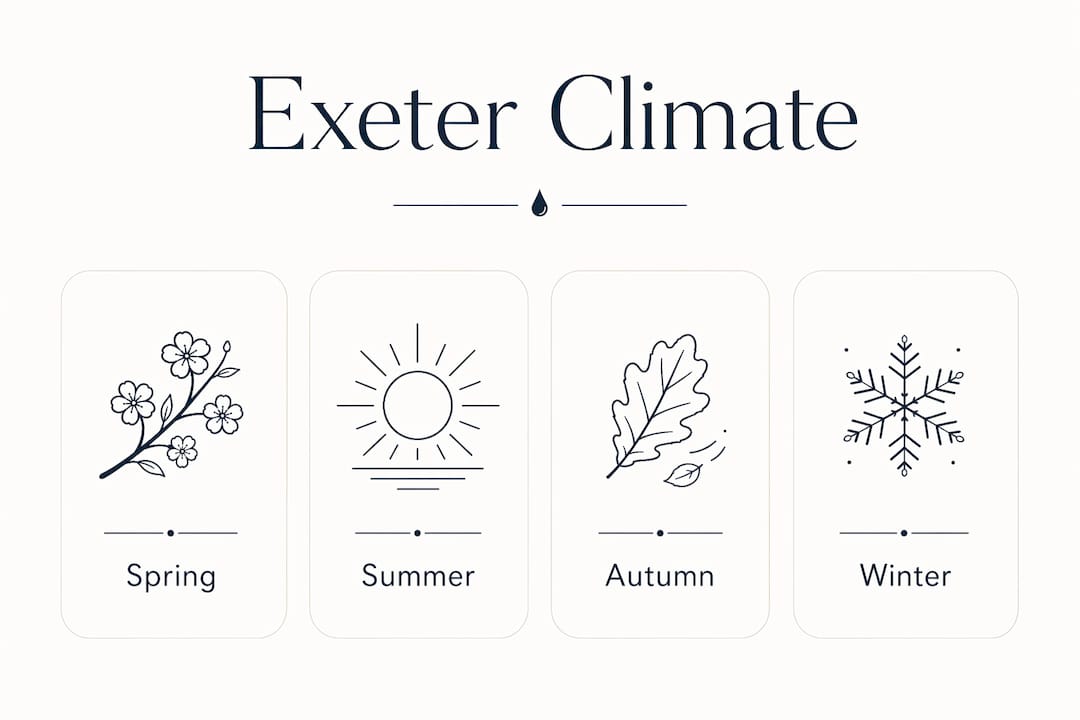 Infographic showing Exeter climate by seasons