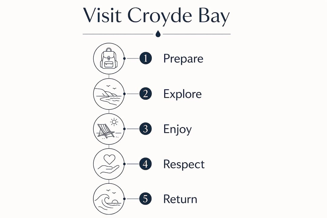 Infographic showing the five key steps for visiting Croyde Bay