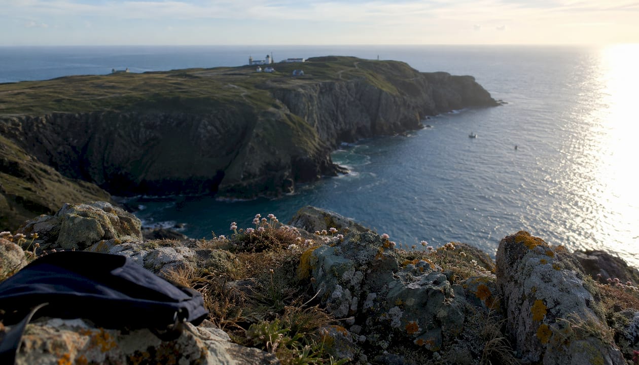 Aerial view of Lundy Island coastline