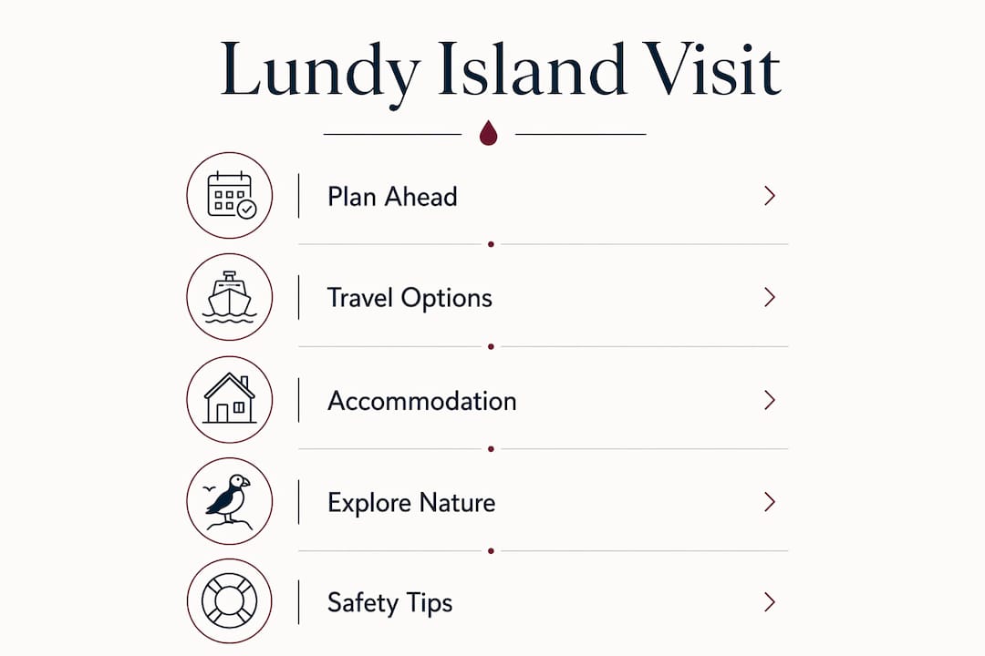 Infographic showing Lundy Island visitor guide steps
