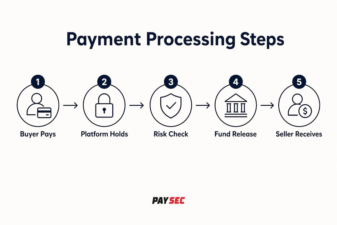 Infographic illustrating marketplace payment processing steps