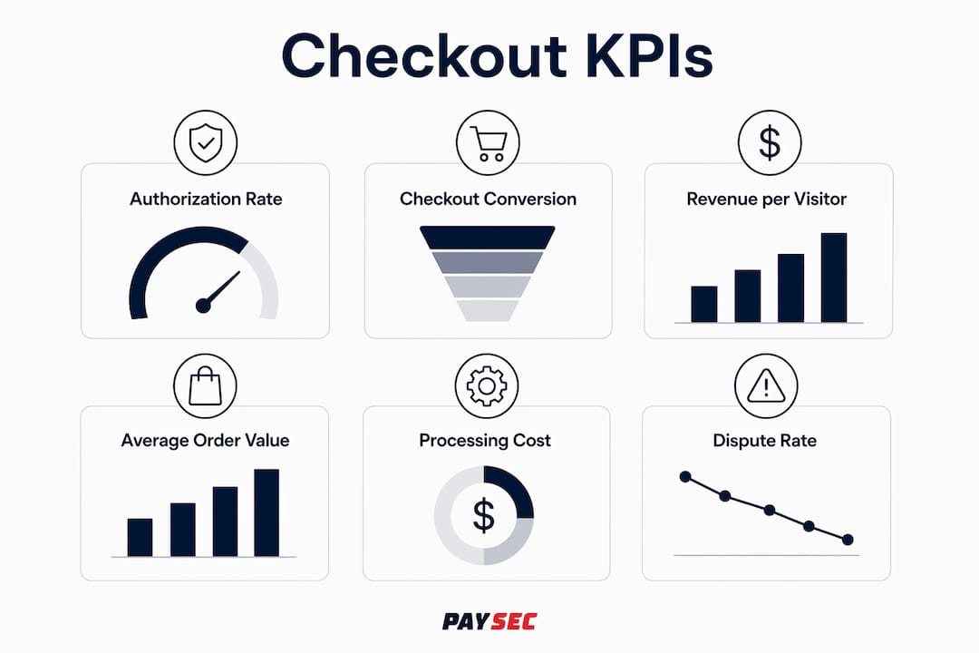 Infographic displaying checkout optimization key performance metrics