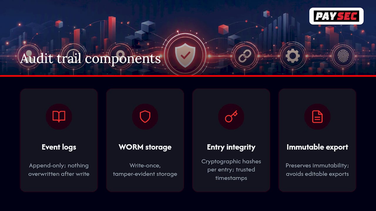 Diagram of payment audit trail technical components