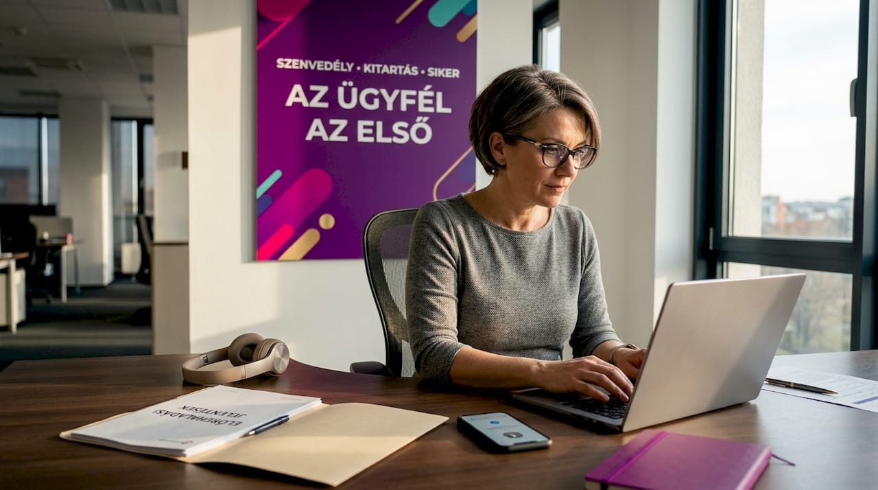 Ügyfélszolgálati munkatárs, aki bizalmasan és biztonságosan kezeli az adatokat
