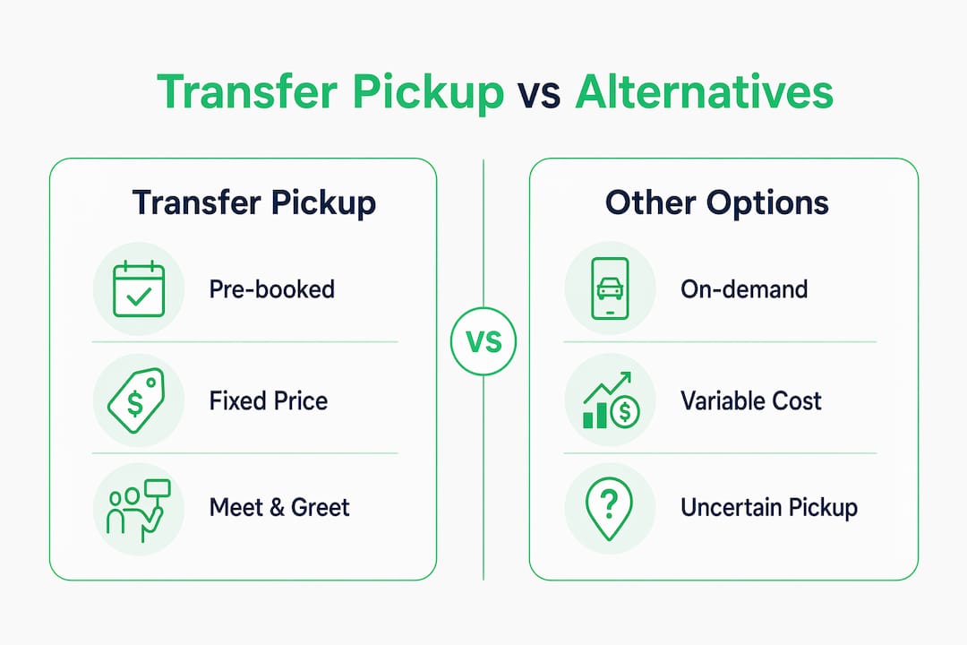 Infographic comparing transfer pickups and other transport options