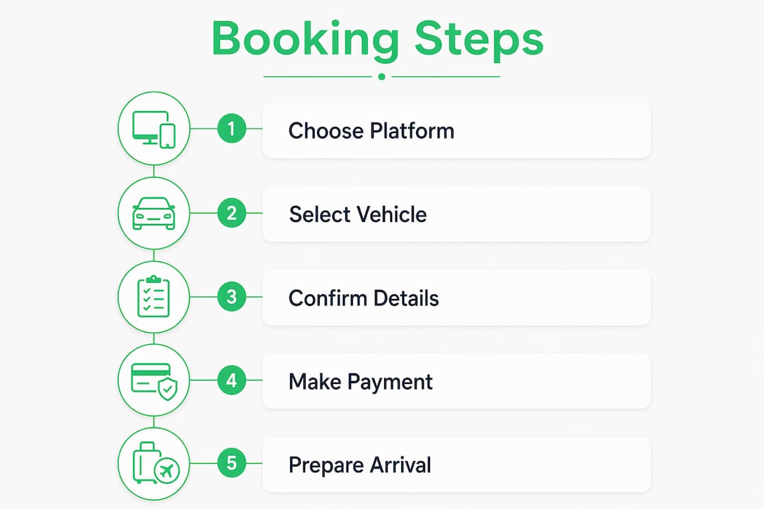 Infographic showing airport transfer booking steps