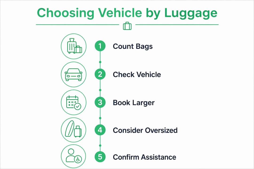 Infographic outlining steps to choose vehicle based on luggage