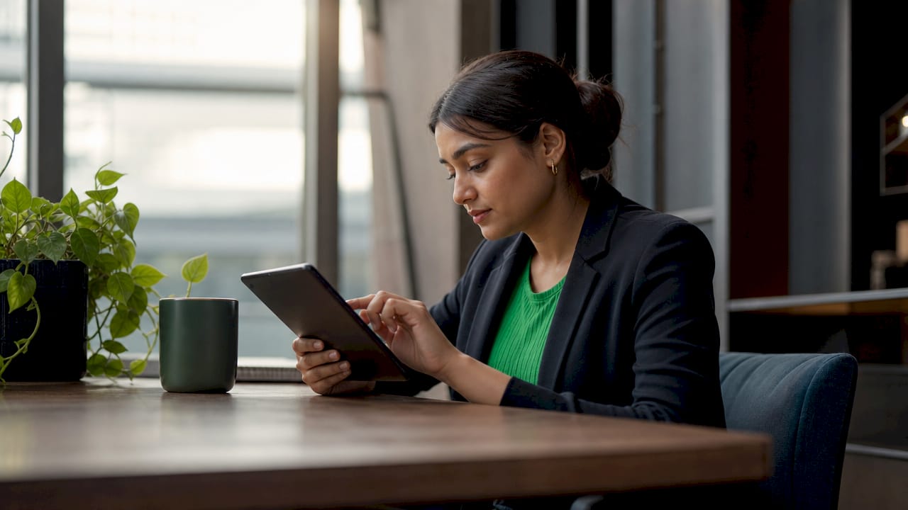 Woman booking airport transfer on phone