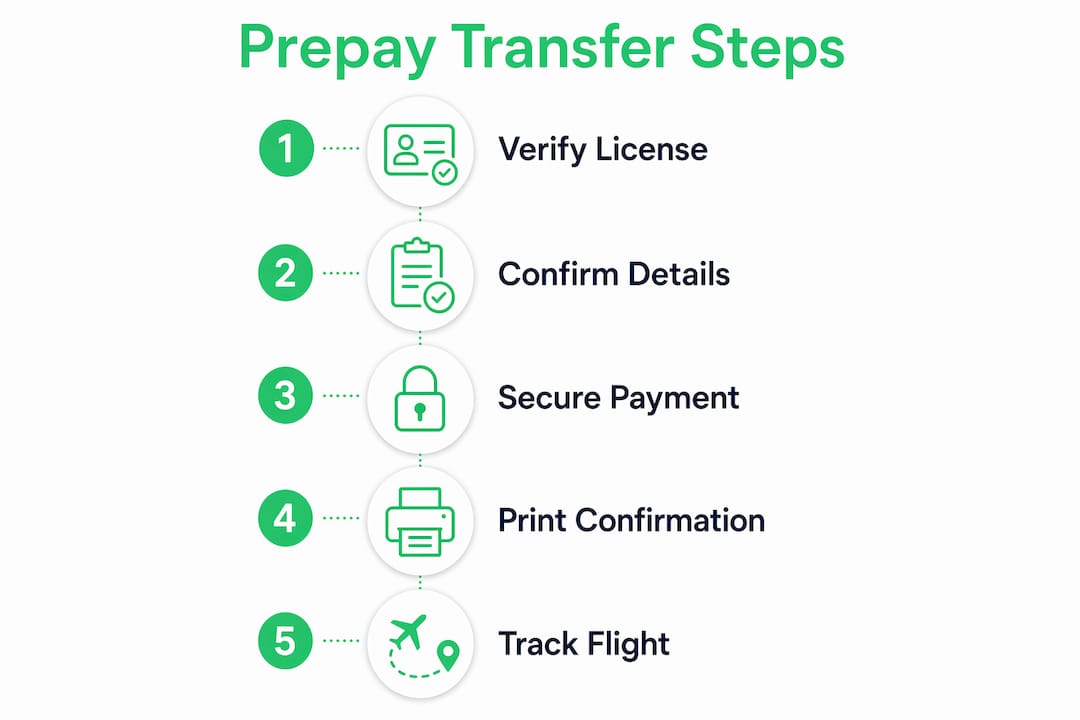Infographic of prepaid airport transfer steps