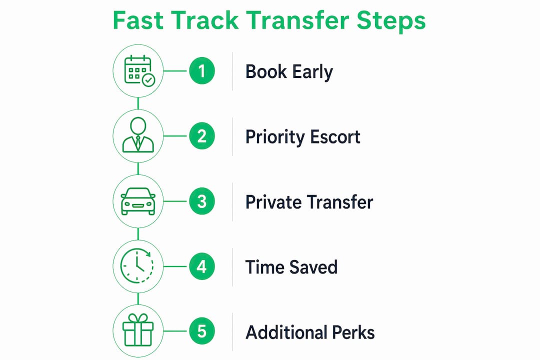 Infographic outlining steps of airport fast track transfer pairing