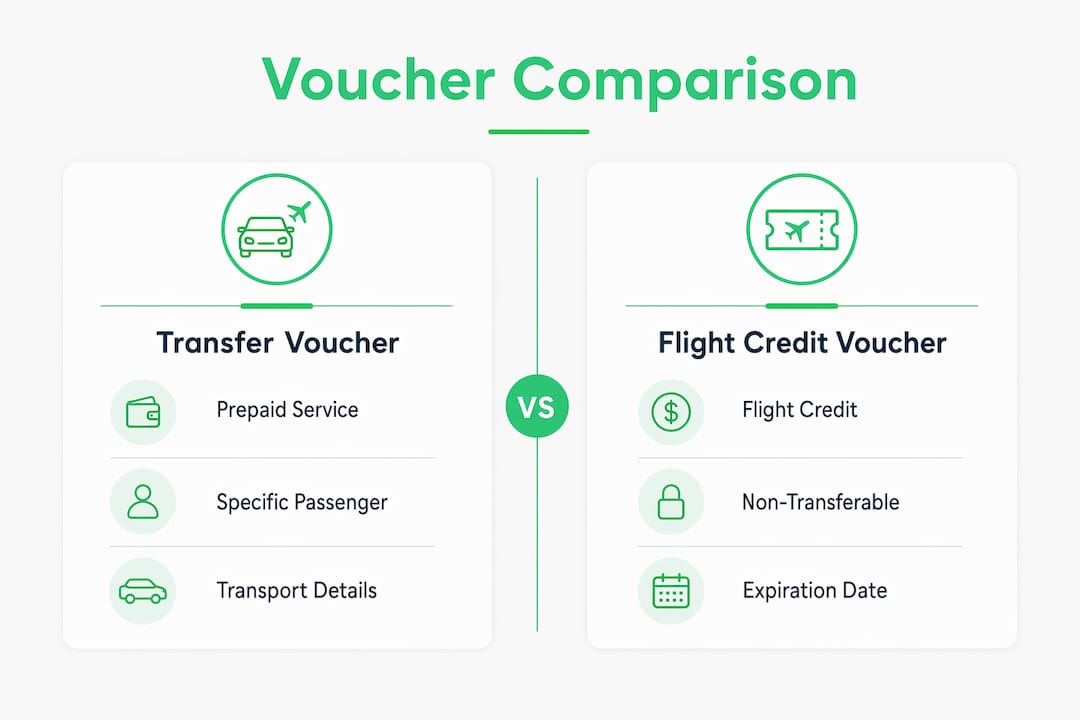 Infographic comparing transfer versus flight credit vouchers