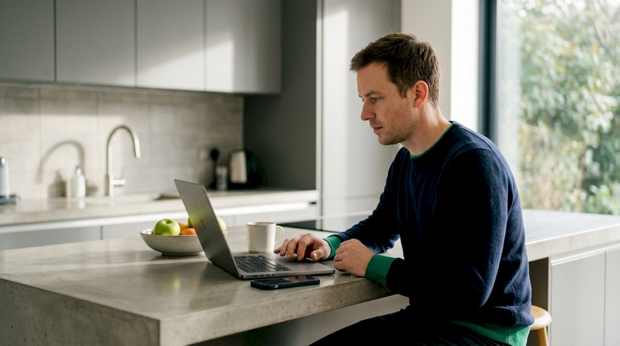 Man checking trip delay insurance claims outdoors