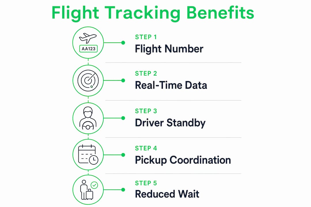 Infographic illustrating flight tracking benefits in airport transfers