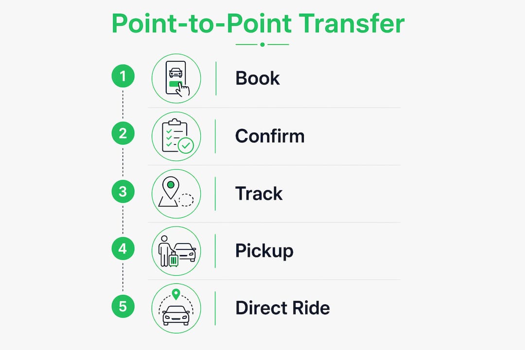 Infographic illustrating point-to-point transfer steps