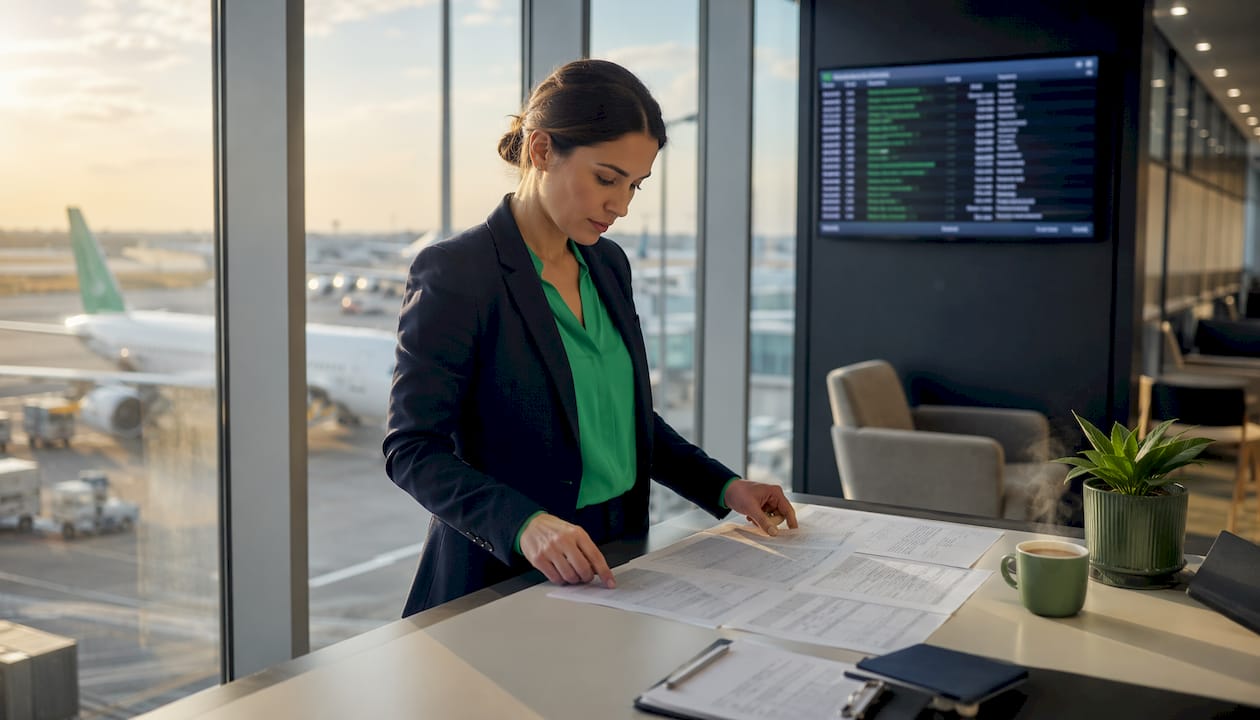 Operations coordinator monitoring flight data