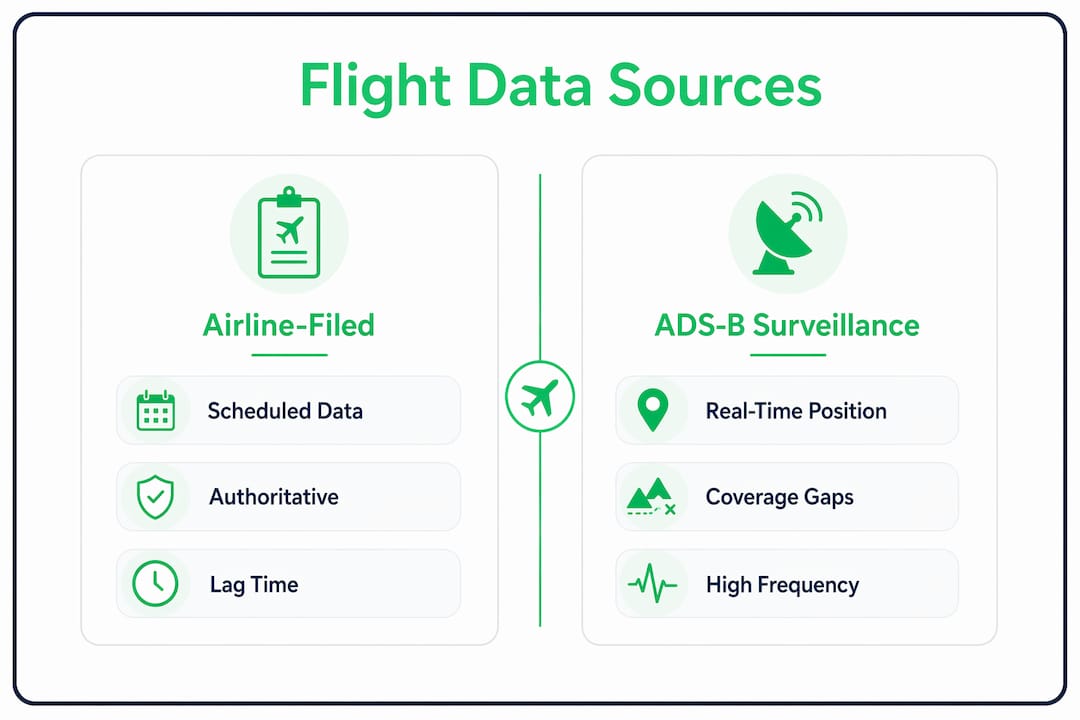 Infographic comparing flight data sources