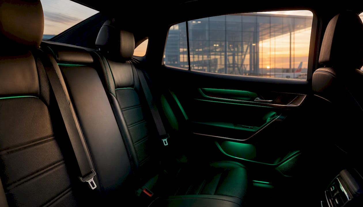 Luxury vehicle rear seats with ambient lighting