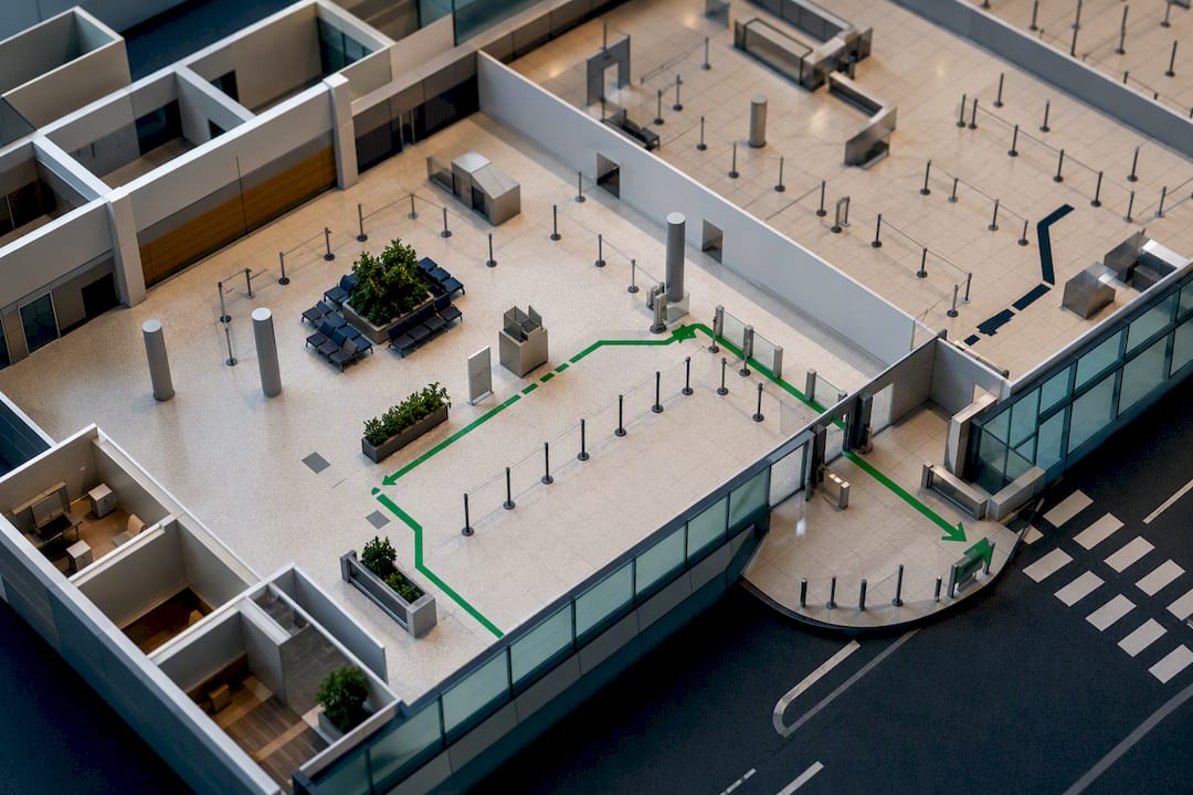 Illustration of airport meeting point routes