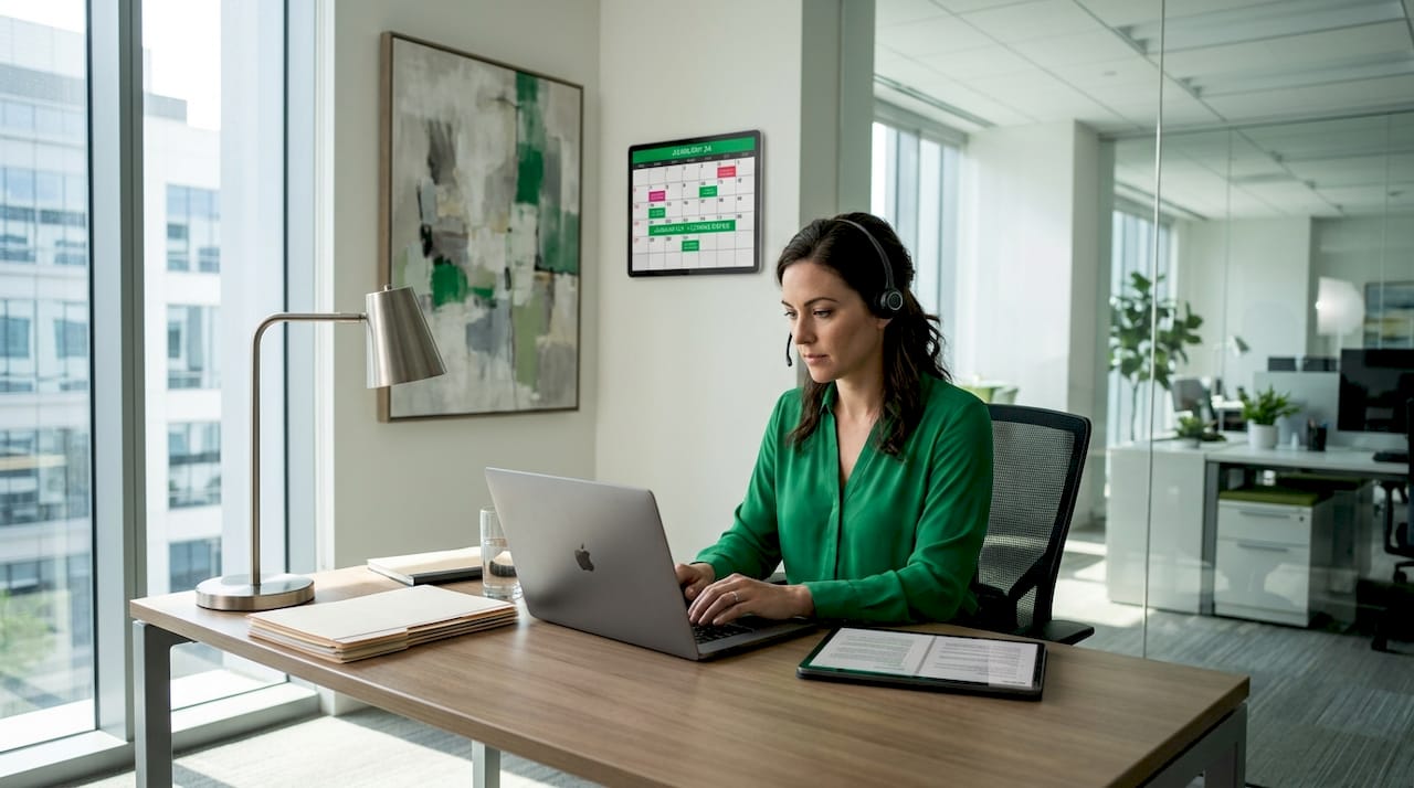 Escrow officer managing contracts and deadlines