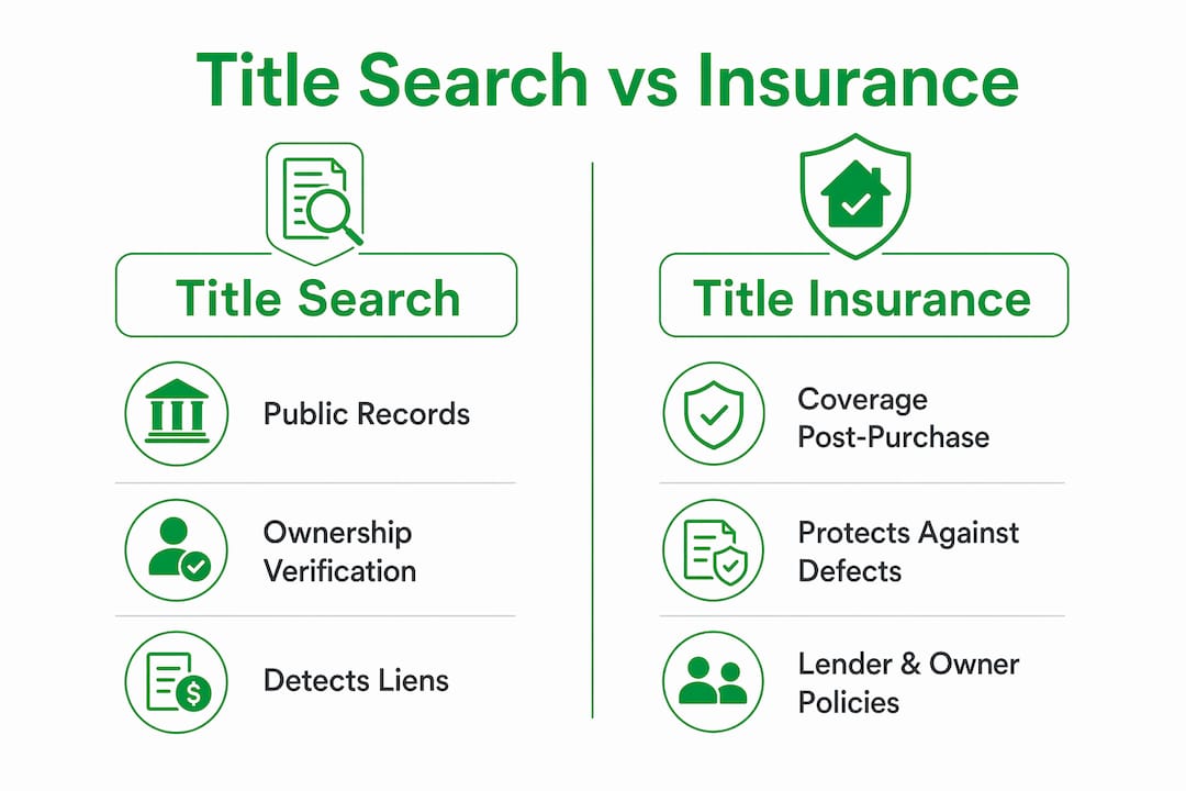 Infographic comparing title search and title insurance