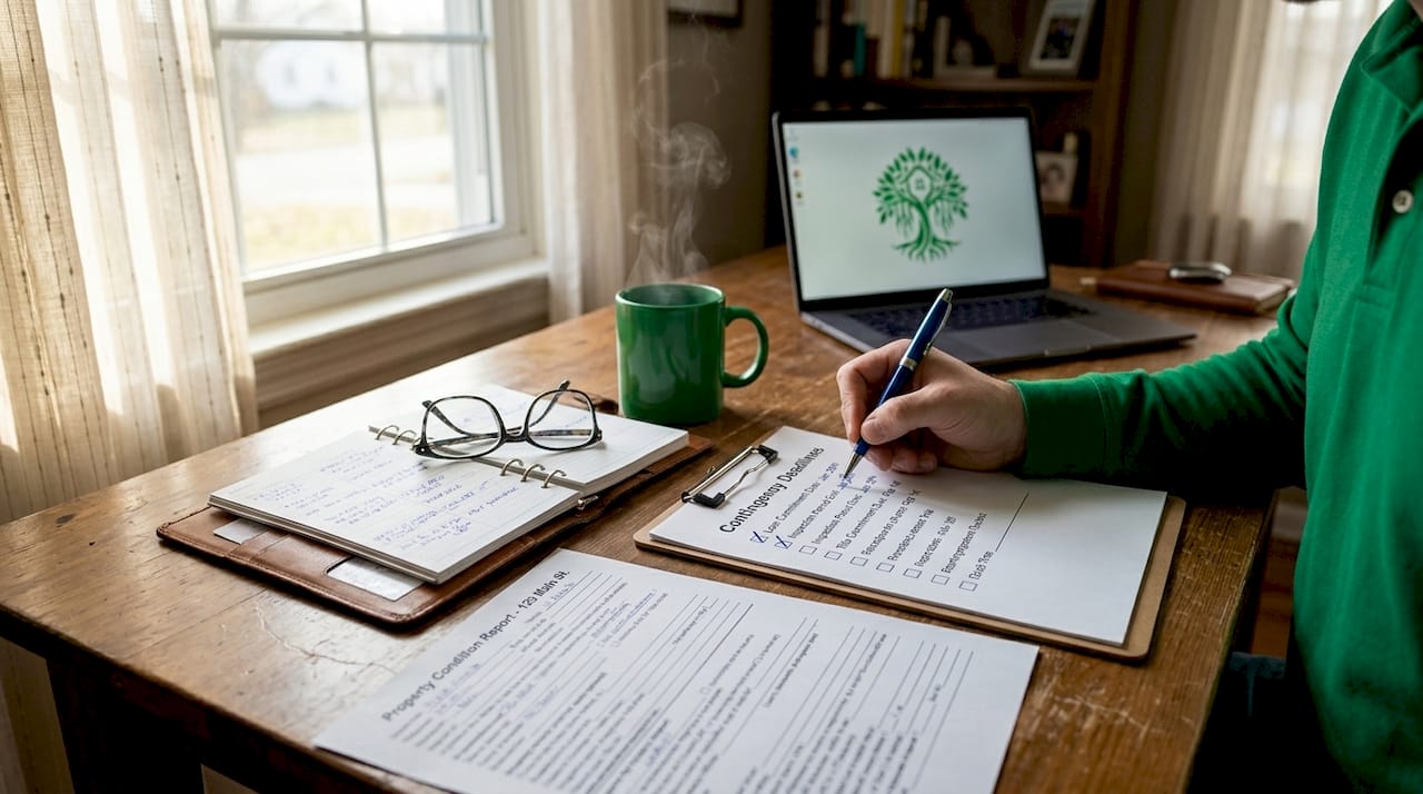 Checklist with contingency deadlines and home disclosure
