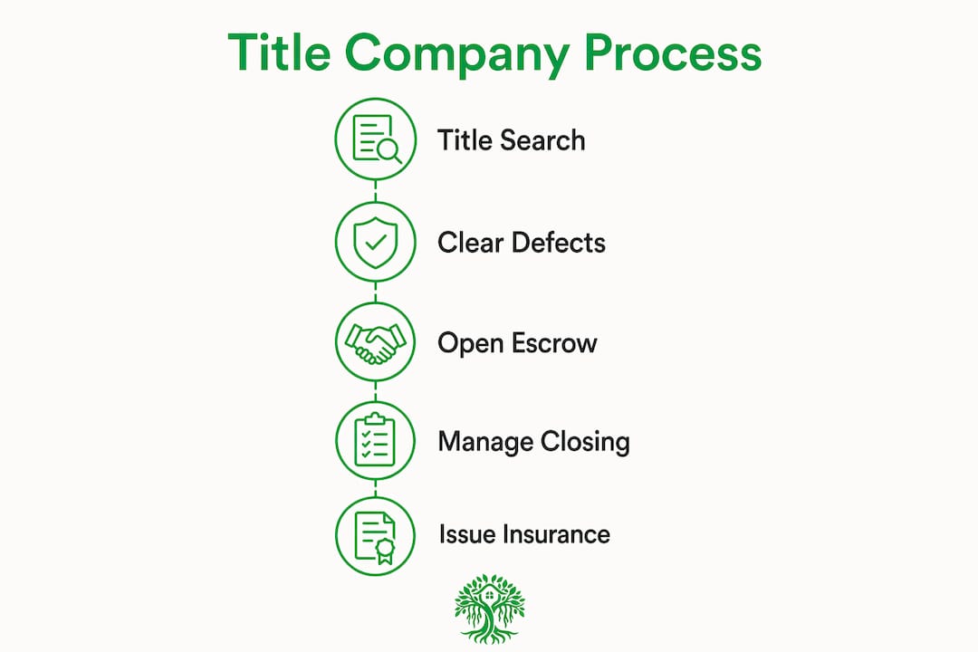 Infographic illustrating title company process steps