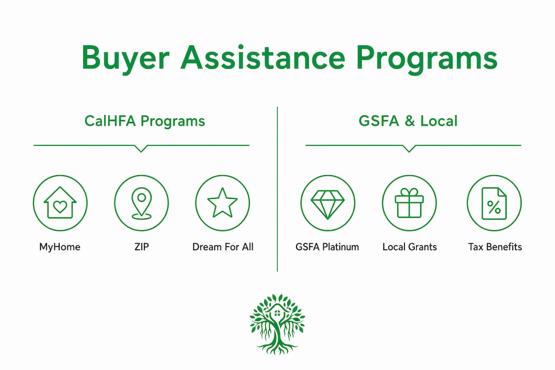 Infographic comparing California buyer assistance programs