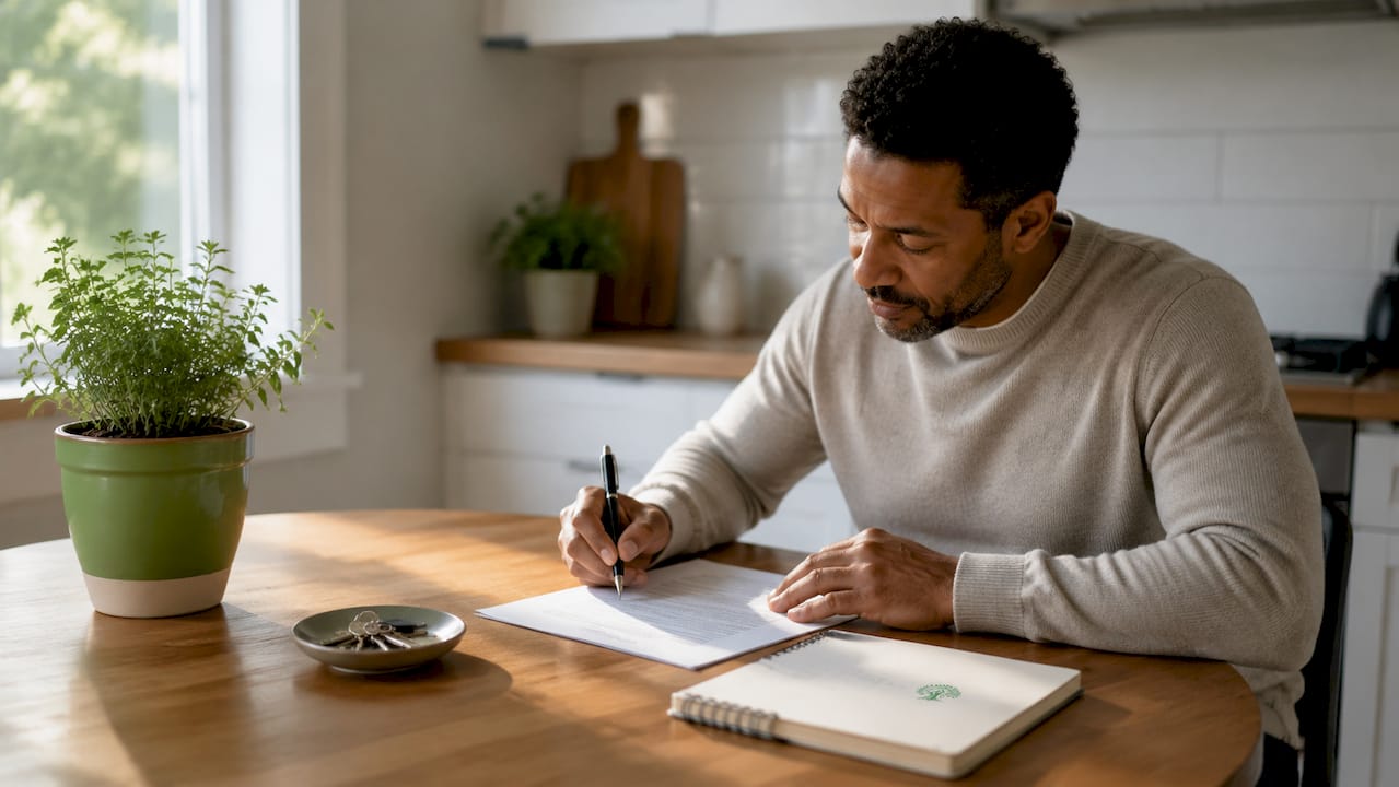 Hands with mortgage pre-approval letter and house keys