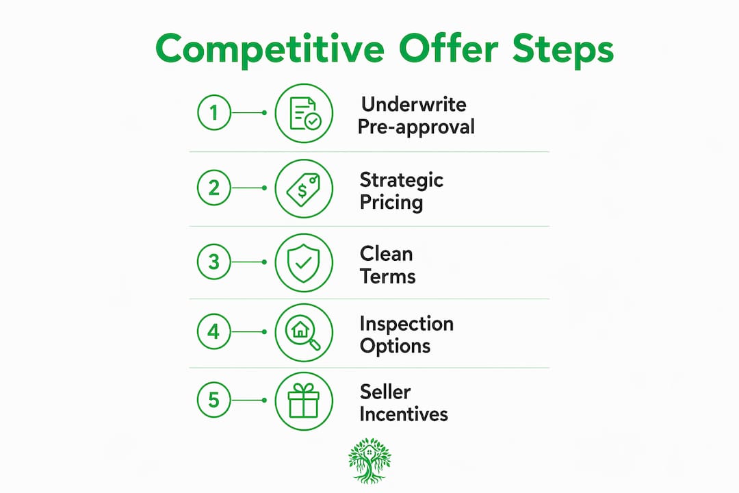 Infographic showing steps to make a competitive home offer in 2026