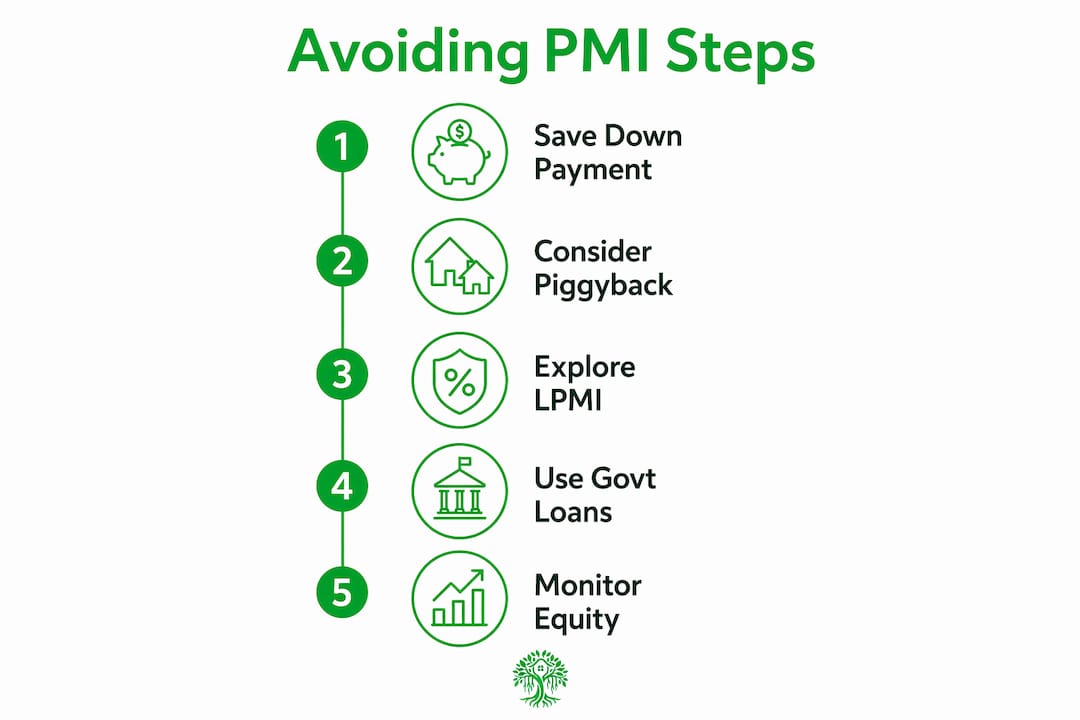 Infographic outlining steps to avoid PMI for buyers