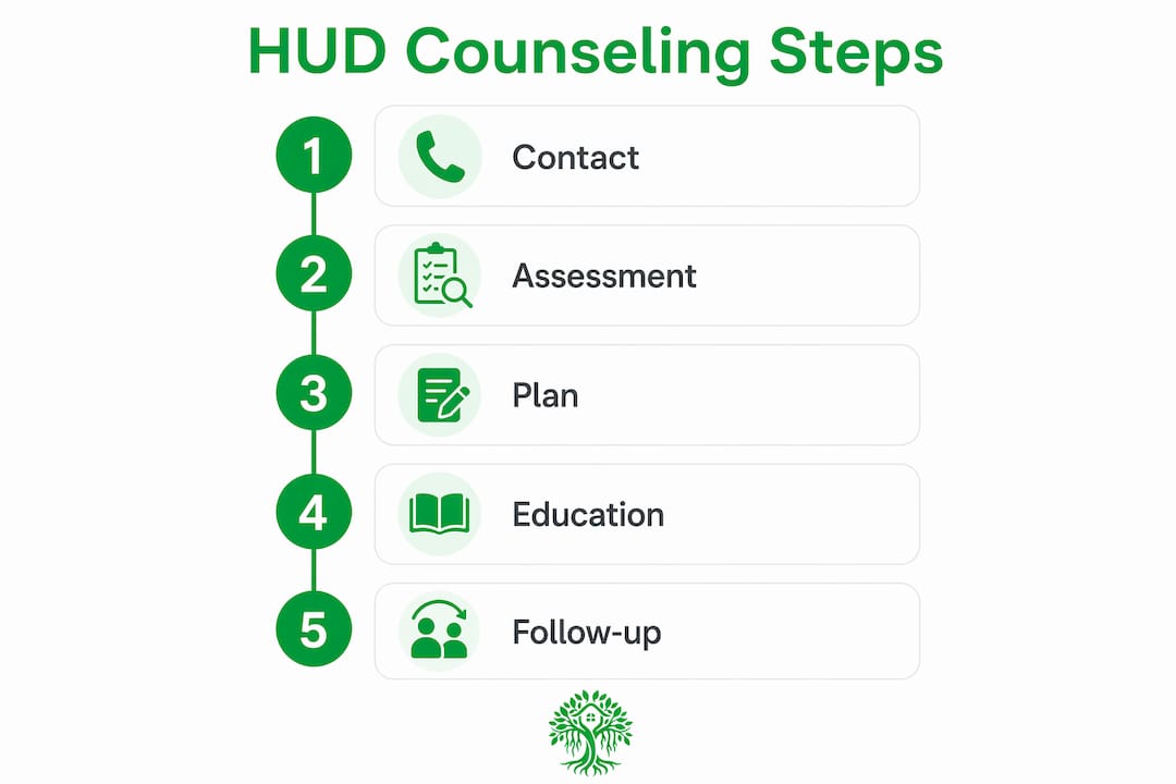 Infographic illustrating HUD counseling process steps