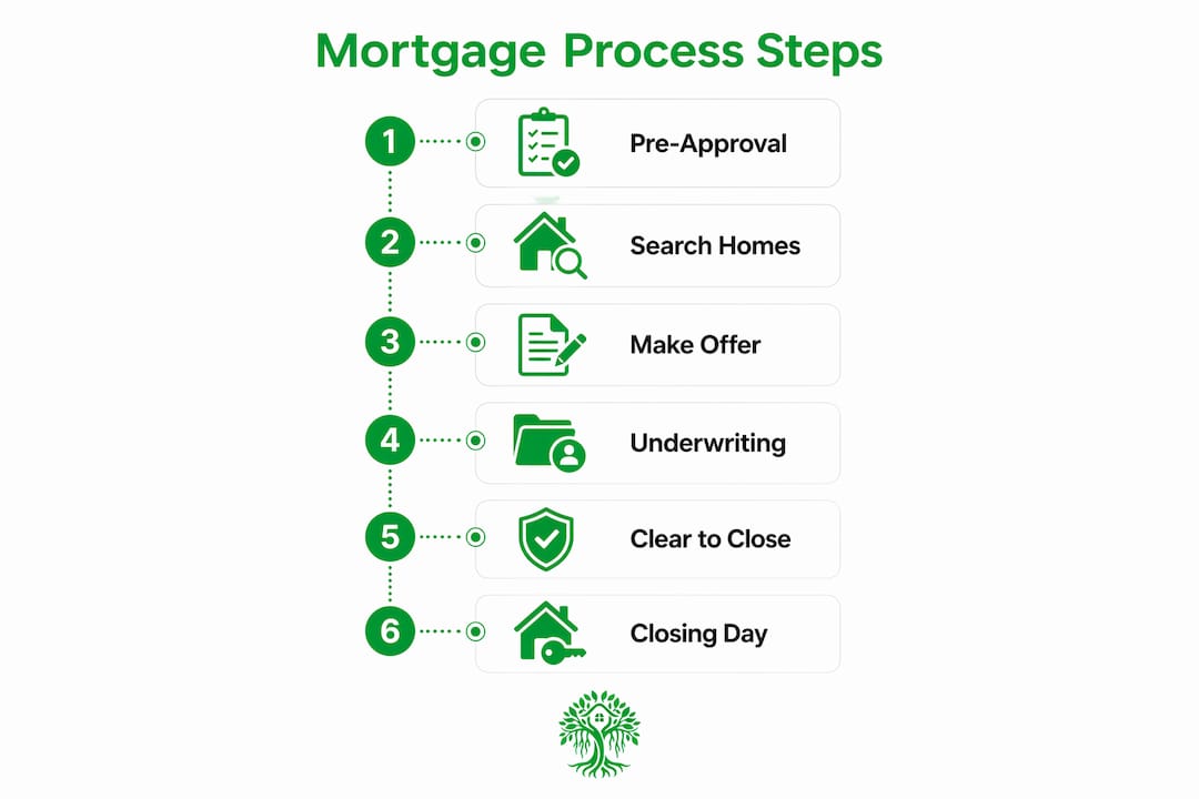 Infographic showing mortgage process steps