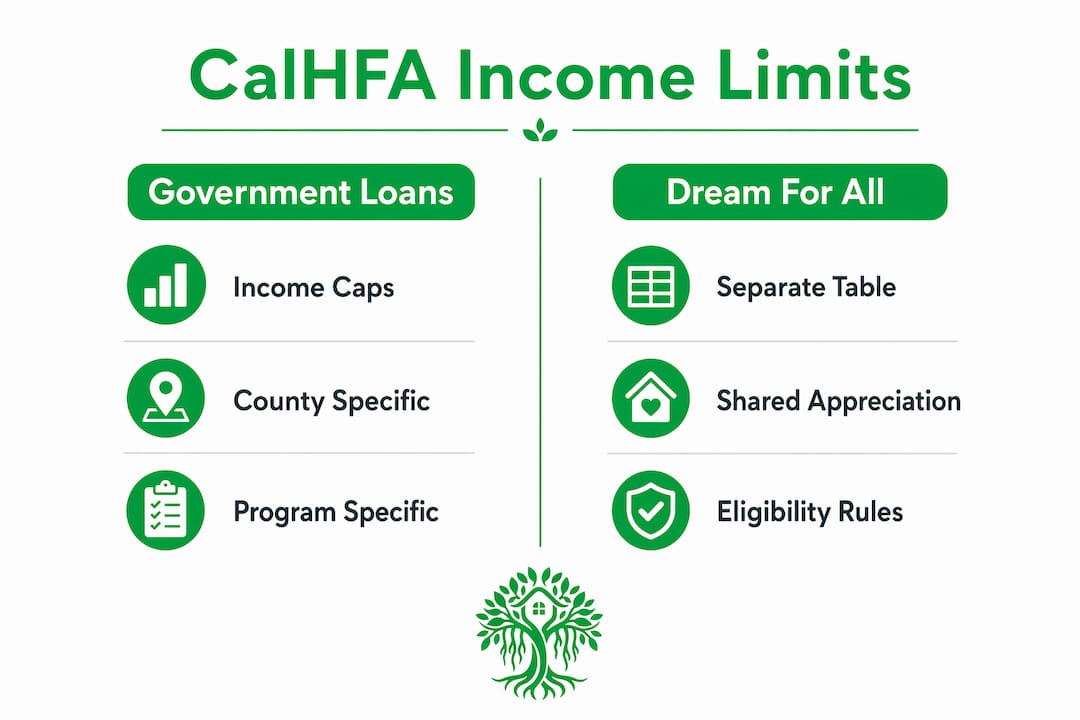 Infographic comparing CalHFA income limit tables