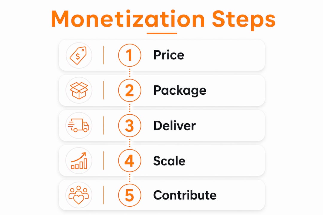 Infographic illustrating monetization process steps