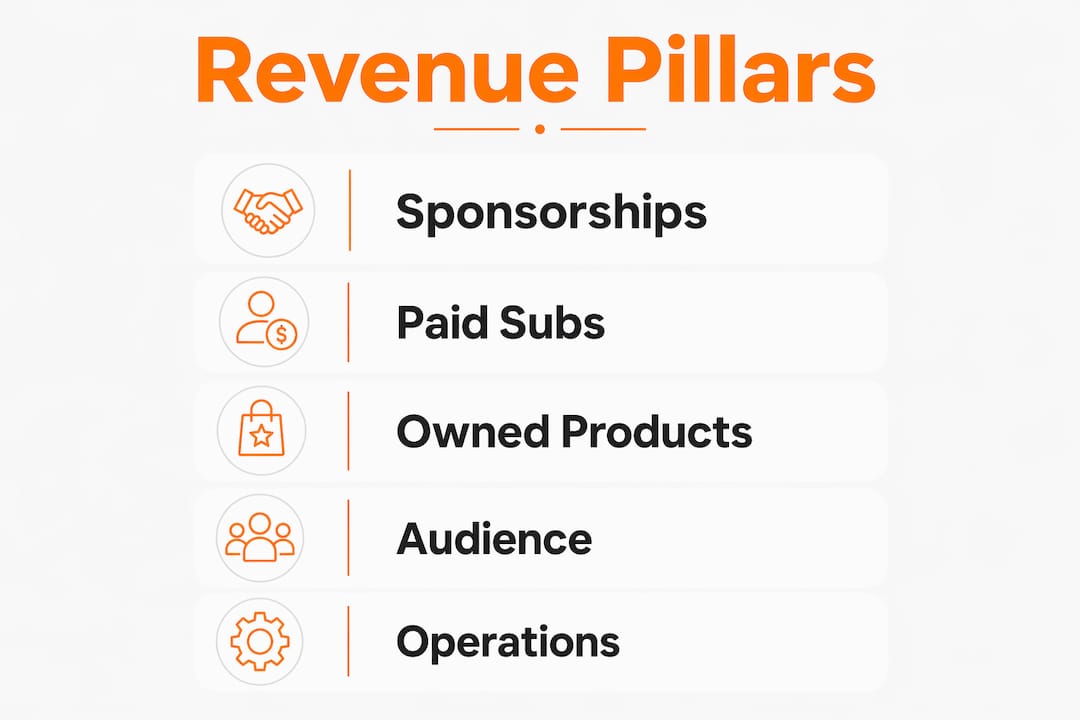 Infographic illustrating main newsletter monetization pillars