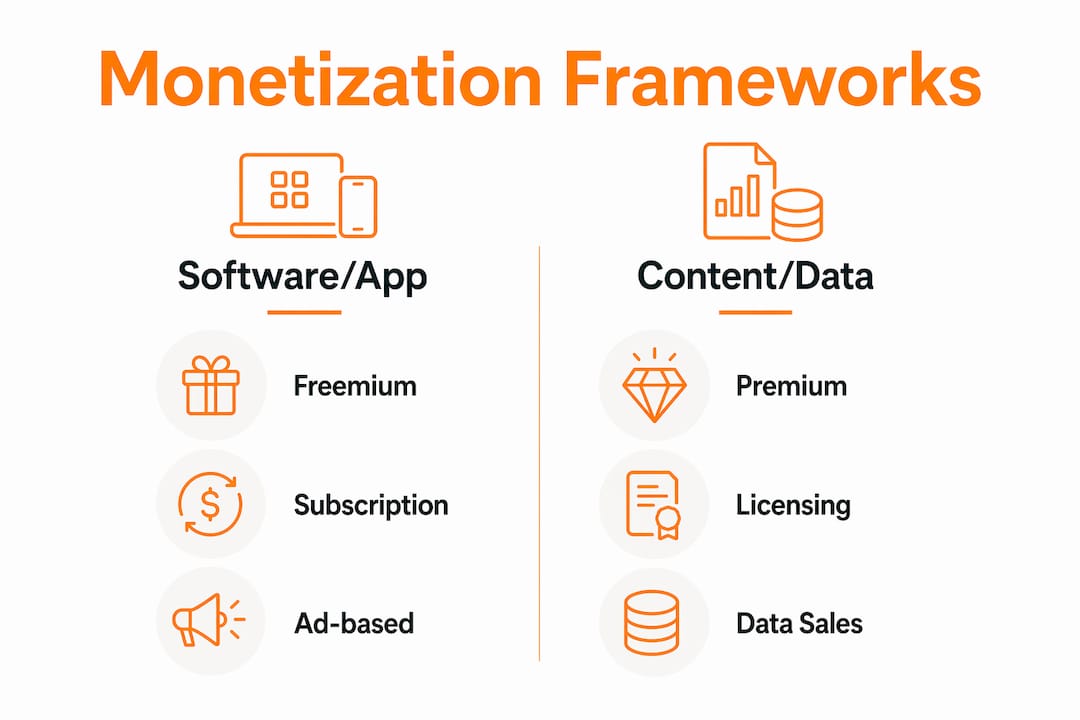 Infographic comparing monetization framework types across industries