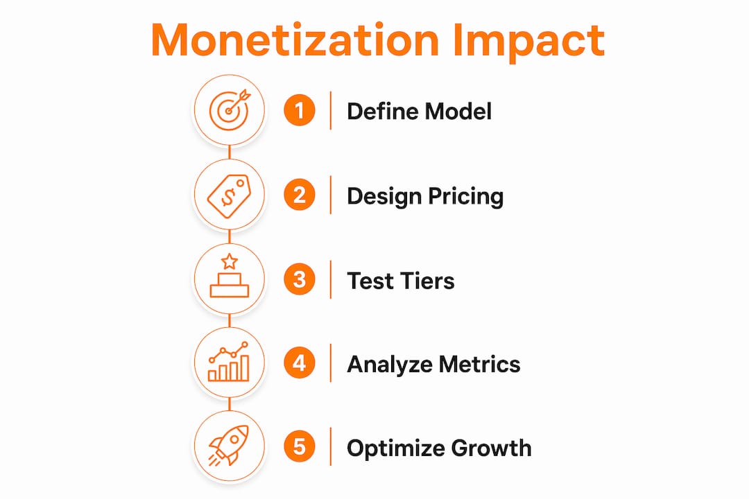 Infographic illustrating monetization impact steps