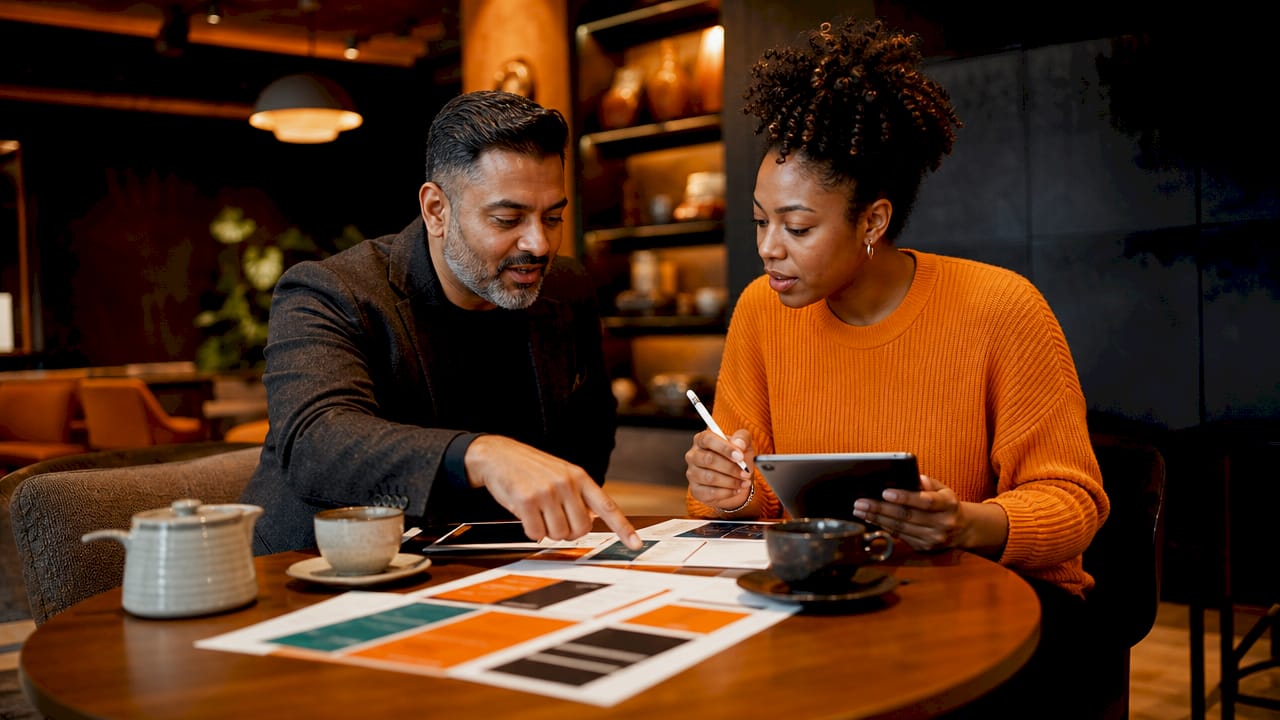 Two educators discussing course packaging and pricing