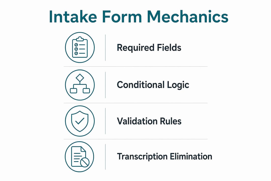 Infographic showing intake form error prevention steps