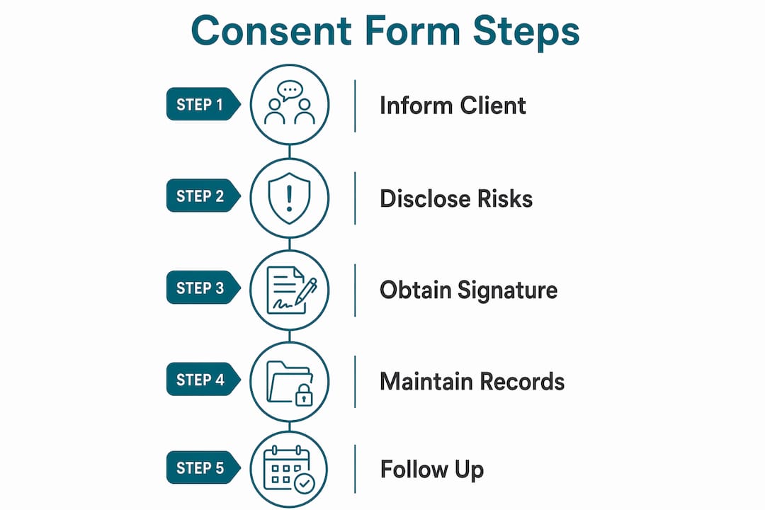Step-by-step infographic on beauty consent forms