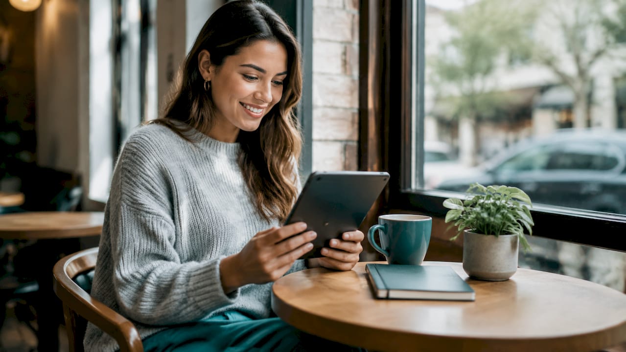 Client filling out beauty intake form on tablet
