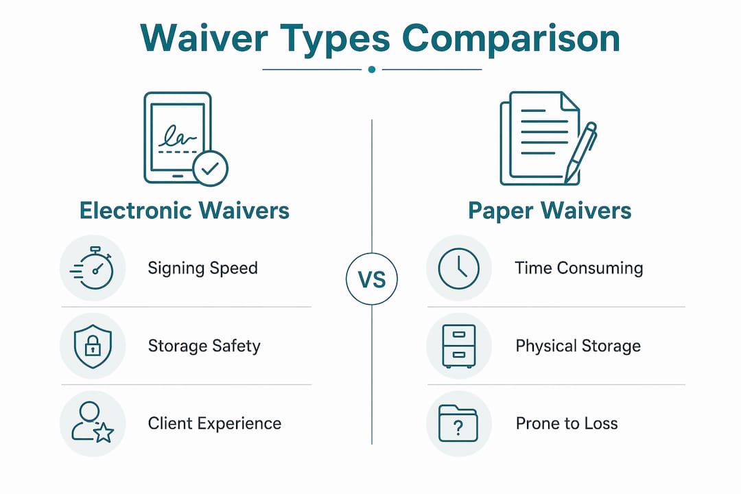 Infographic comparing electronic and paper waivers