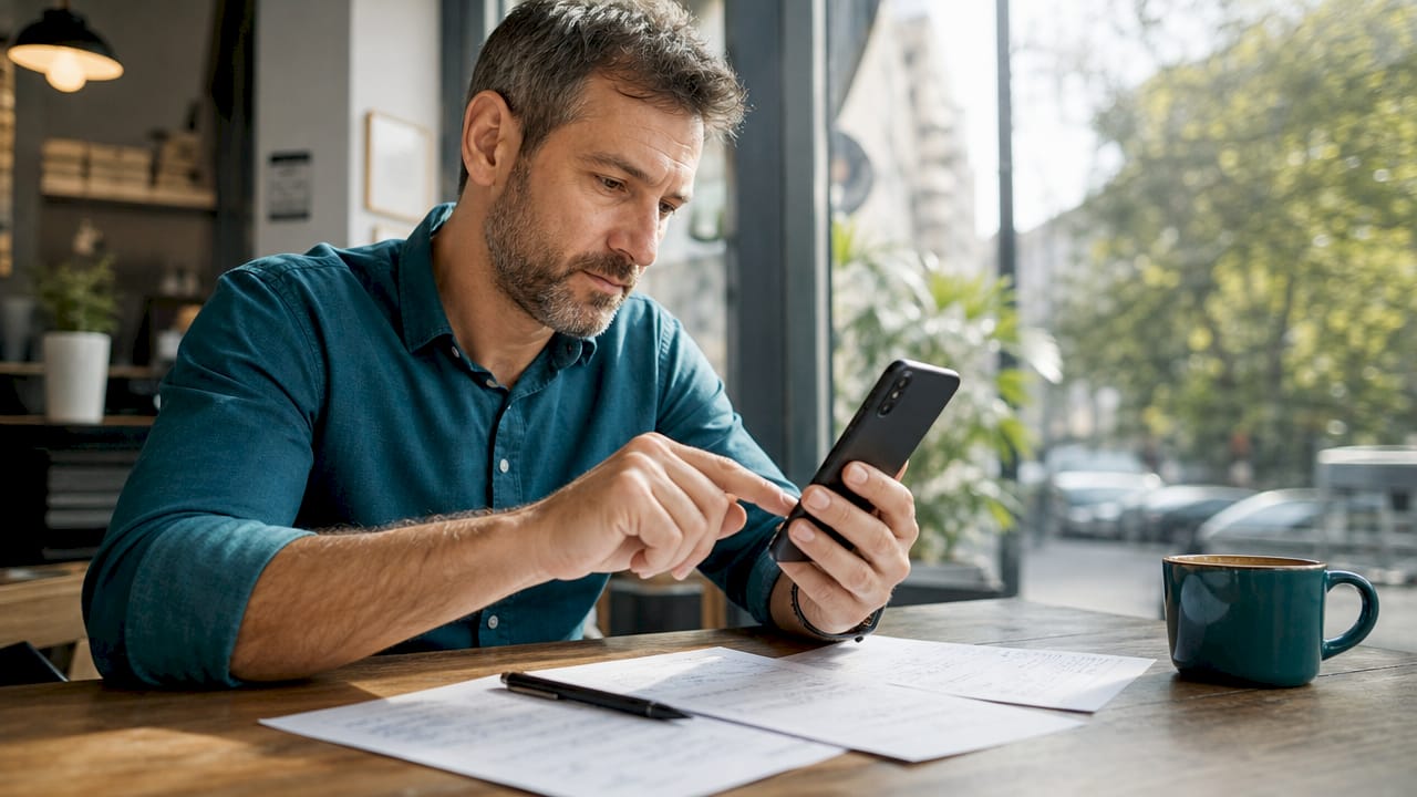 Salon manager interacting with digital form on phone