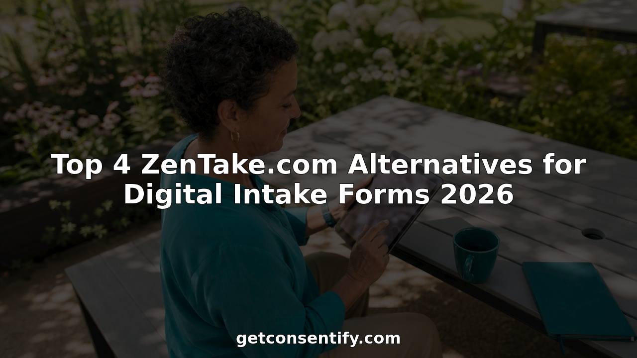 Receptionist using tablet for digital intake forms