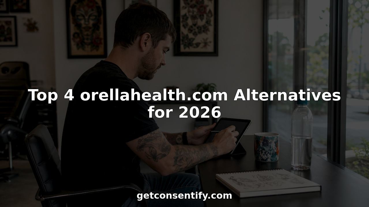 Tattoo studio manager using booking software tablet