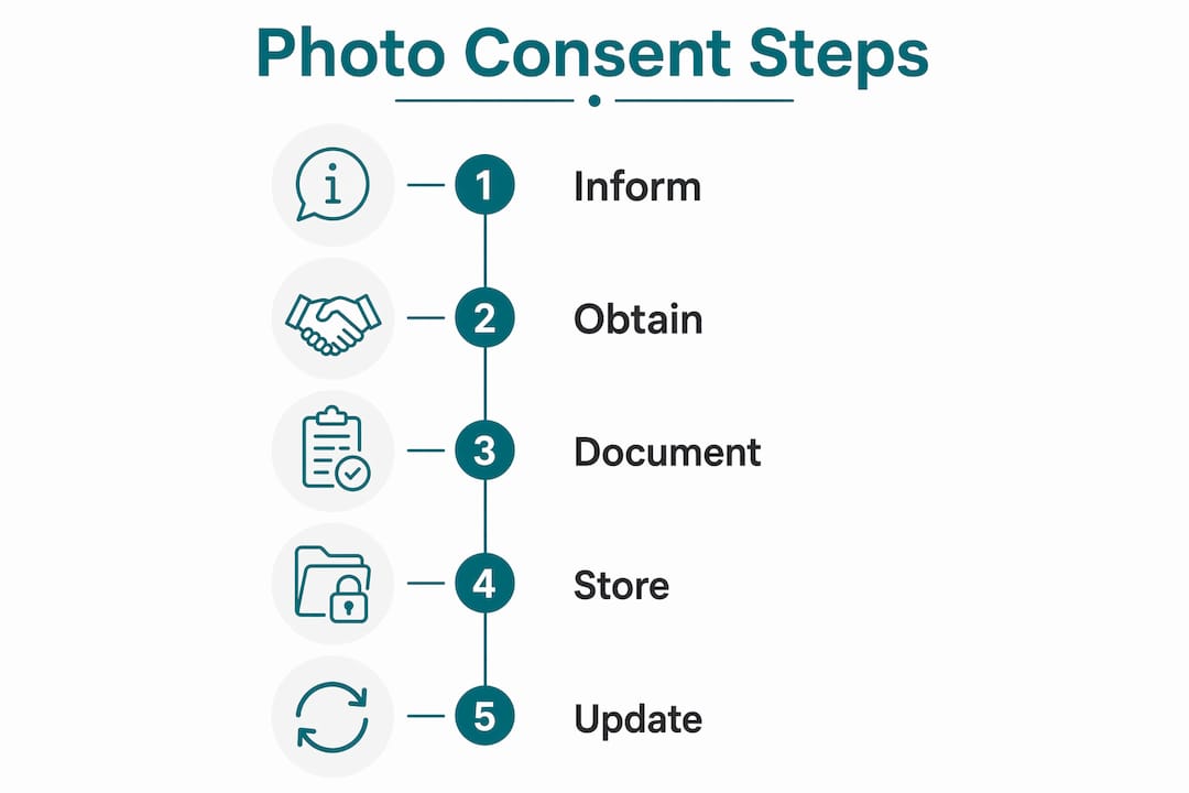 Infographic illustrating photo consent best practices