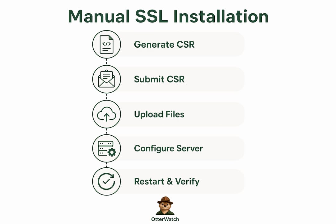 Infographic illustrating manual SSL installation steps