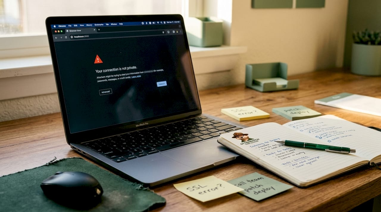 Laptop screen with browser SSL expired error message