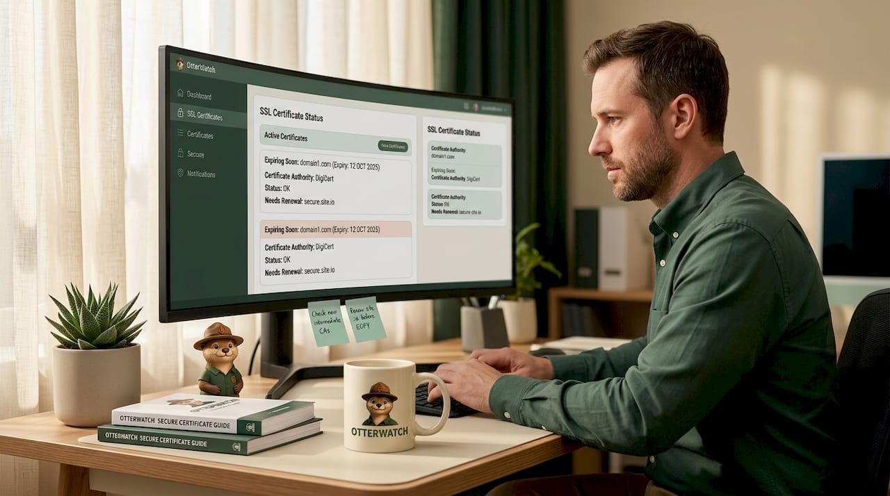 IT specialist monitoring SSL certificates