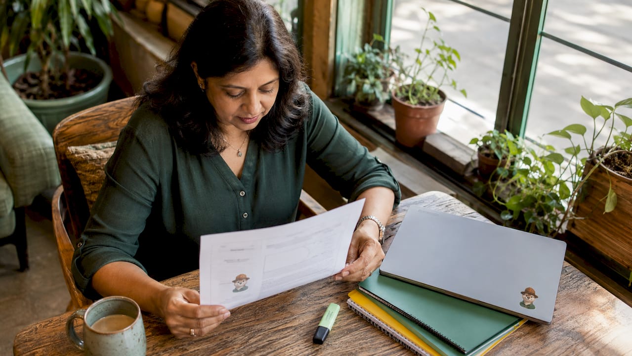 Woman reviewing SSL certificate document
